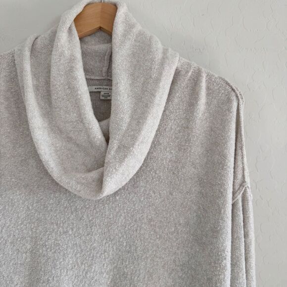 American Eagle Outfitters Slouchy Oversized Cowl Neck Neutral Cream Sweater S - Picture 3 of 6